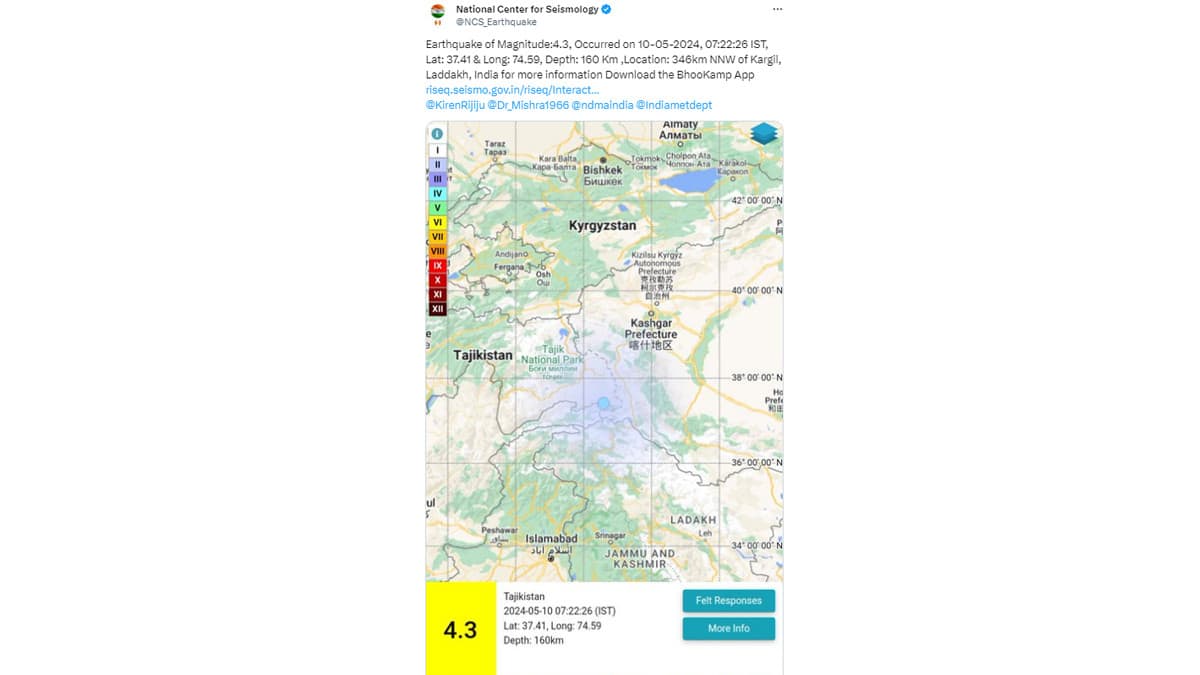 Earthquake In India: கார்கில் பகுதியில் மிதமான நிலநடுக்கம்; தேசிய நிலநடுக்க ஆய்வு மையம் அறிவிப்பு.!