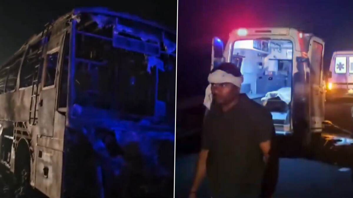 Bus Caught Fire 8 Died: தனியார் சொகுசு பேருந்து தீப்பிடித்து பயங்கர விபத்து; 8 பயணிகள் உடல் கருகி பலி.! ஆன்மீக சுற்றுலாவில் சோகம்.!