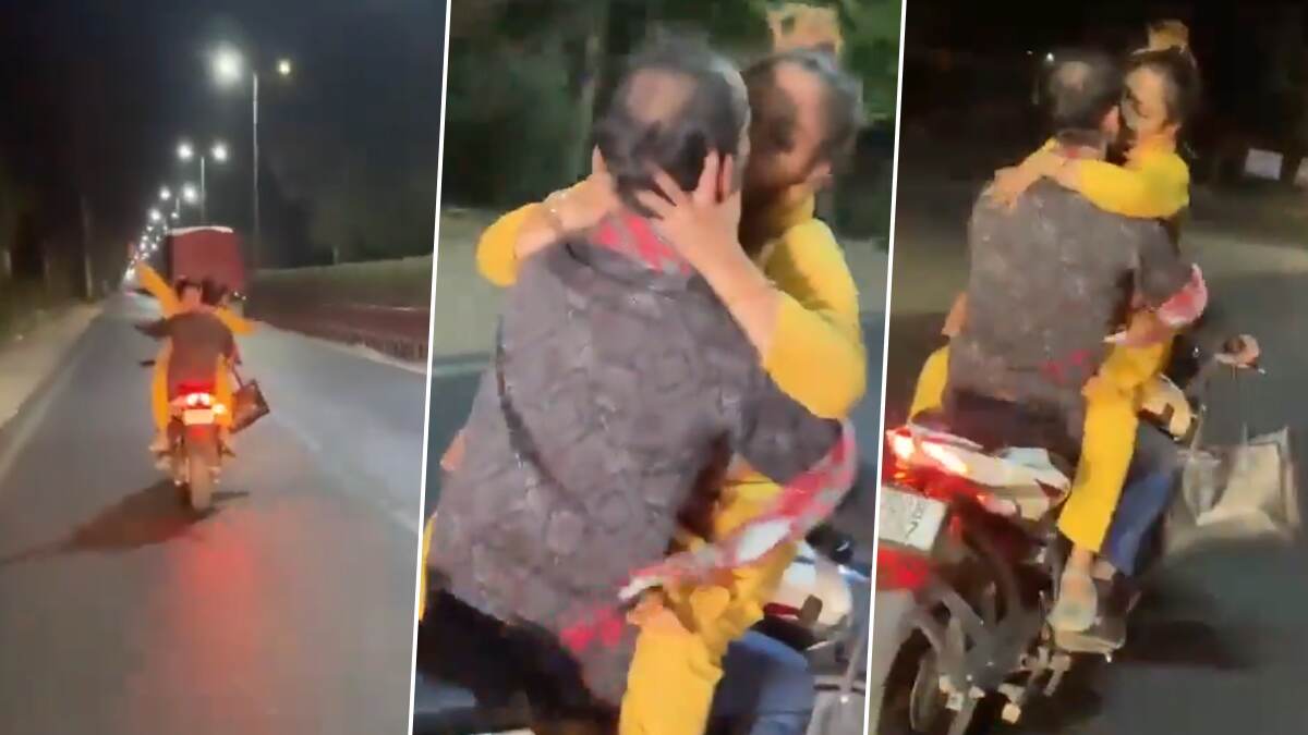 Love Couple Stunt Ride On Two Wheeler: காதலனுக்கு இச்சு கொடுத்து, இறுக்க கட்டி சாகச பயணம்; வீடியோ லீக்கானதால் வழக்கில் சிக்கிய காதல் ஜோடி.!