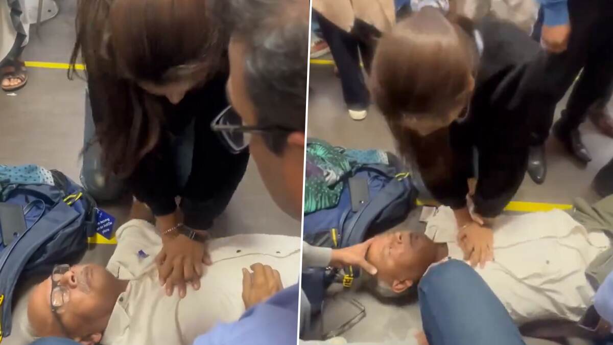 CPR Treatment For Old Man: விமான நிலையத்தில் மயங்கி விழுந்த முதியவர்; சிபிஆர் சிகிச்சை அளித்து காப்பாற்றிய பெண் மருத்துவர்.. வீடியோ வைரல்..!