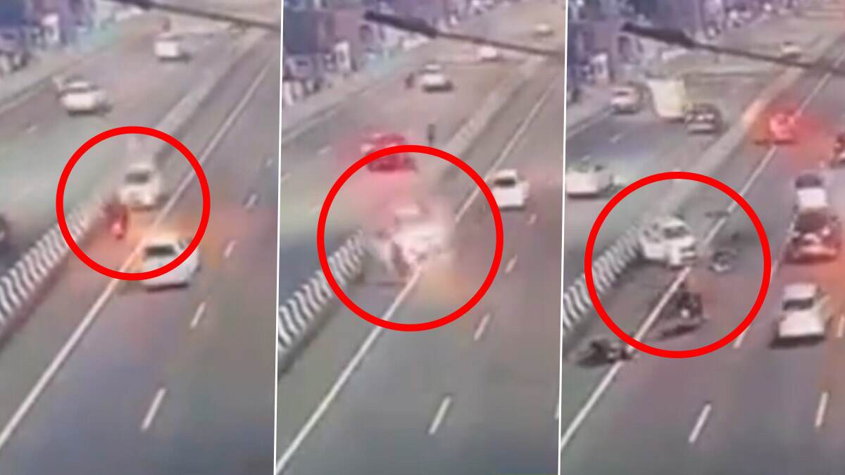Accident Caught on Camera: டூவீலர் மீது கார் மோதி பயங்கர விபத்து; தாய் - மகன் துடிதுடிக்க பலி., நெஞ்சை பதறவைக்கும் காட்சிகள்.!
