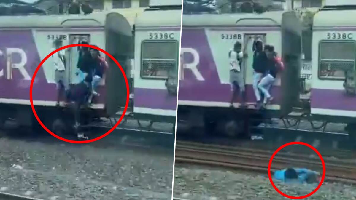 Teenager Fall From Train Stairs: படியில் தொங்கியவாறு இரயில் பயணம்; தவறி விழுந்த இளைஞர்.. பதறவைக்கும் வீடியோ..!