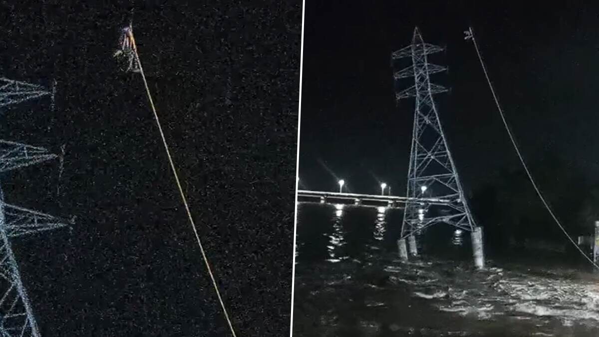 High Voltage Tower Falls Down: இருகரைகளை தொட்டபடி பாயும் காவேரி நீர்; மண் அரிப்பால் ஆற்றோடு சரிந்த உயர் மின் கோபுரம்..!