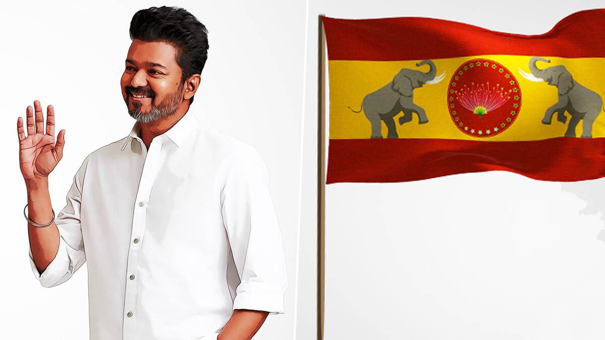 TVK Vijay & Party Flag (Photo Credit: @actorvijay / @tvkvijayhq X)