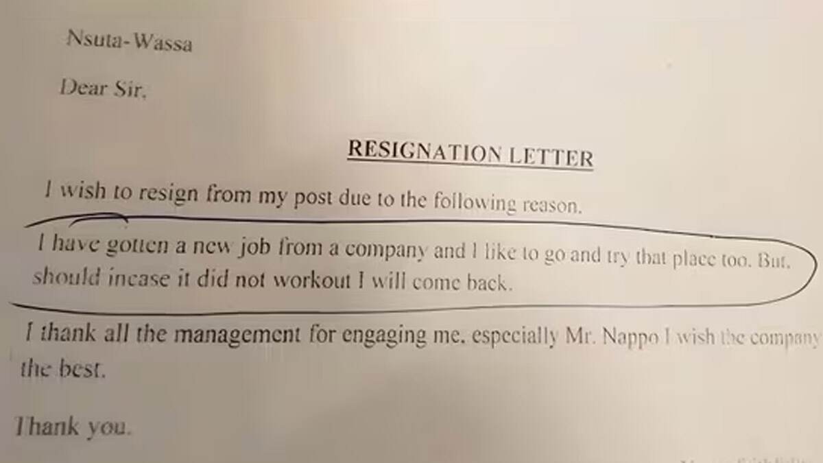 Resignation Letter: 