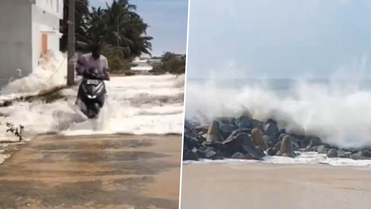 Shocking Video: திடீரென ஆக்ரோஷத்துடன் ஊருக்குள் புகுந்த கடல் நீர்; இழுத்துச்செல்லப்பட்ட வாகன ஓட்டி. பகீர் சம்பவம்.!