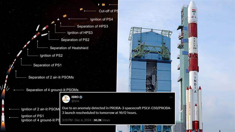ISRO PSLV C 59: திடீர் தொழில்நுட்ப கோளாறு; ப்ரோபா 3 பிஎஸ்எல்வி சி59 ராக்கெட் நாளை விண்ணில் செலுத்தம் - இஸ்ரோ அறிவிப்பு.!
