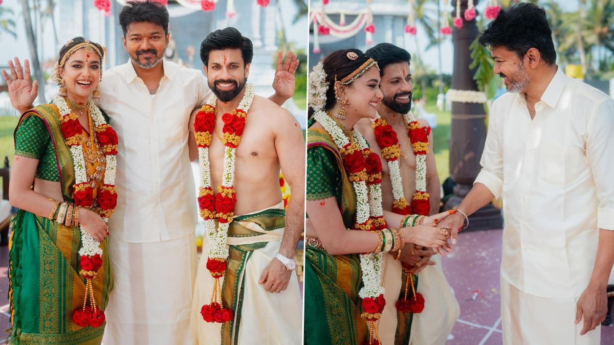 Vijay Attend Keerthy Suresh Marriage: கீர்த்தி சுரேஷ் திருமணத்திற்கு மாப்பிள்ளை மாதிரி என்ட்ரி கொடுத்த விஜய்.. வைரலாகும் புகைப்படங்கள்.!