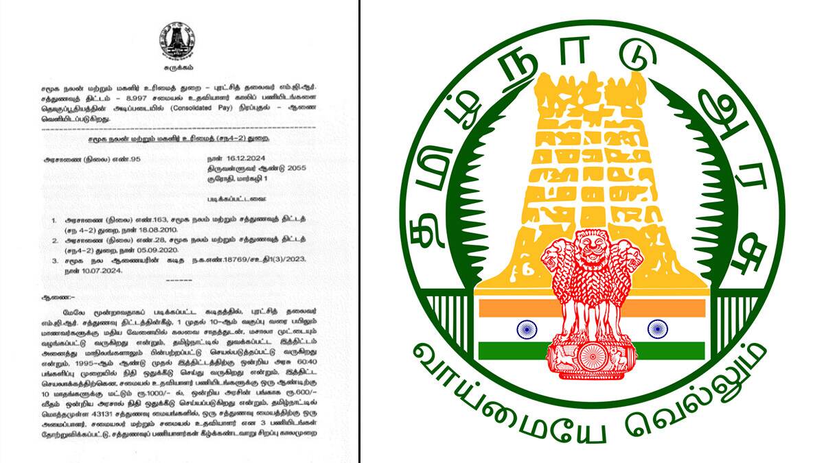 TN Govt Jobs: 10 வகுப்பு போதும்.. சத்துணவு துறையில் காலிப்பணியிடங்கள்; 8,997 பேருக்கு வேலைவாய்ப்பு.!
