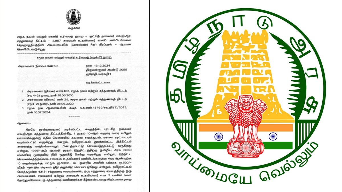 TN Govt Jobs: 10 வகுப்பு போதும்.. சத்துணவு துறையில் காலிப்பணியிடங்கள்; 8,997 பேருக்கு வேலைவாய்ப்பு.!