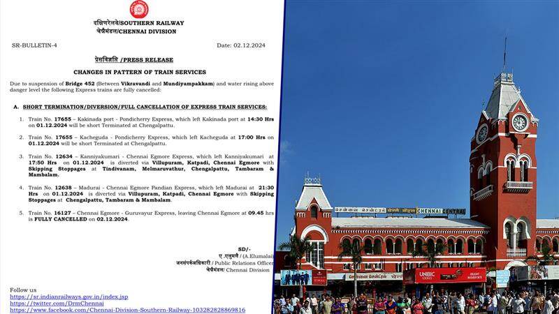 Breaking: எக்ஸ்பிரஸ், பாசஞ்சர் இரயில்கள் ரத்து: தென்னக இரயில்வே அறிவிப்பு.! முழு விபரம் இதோ.!