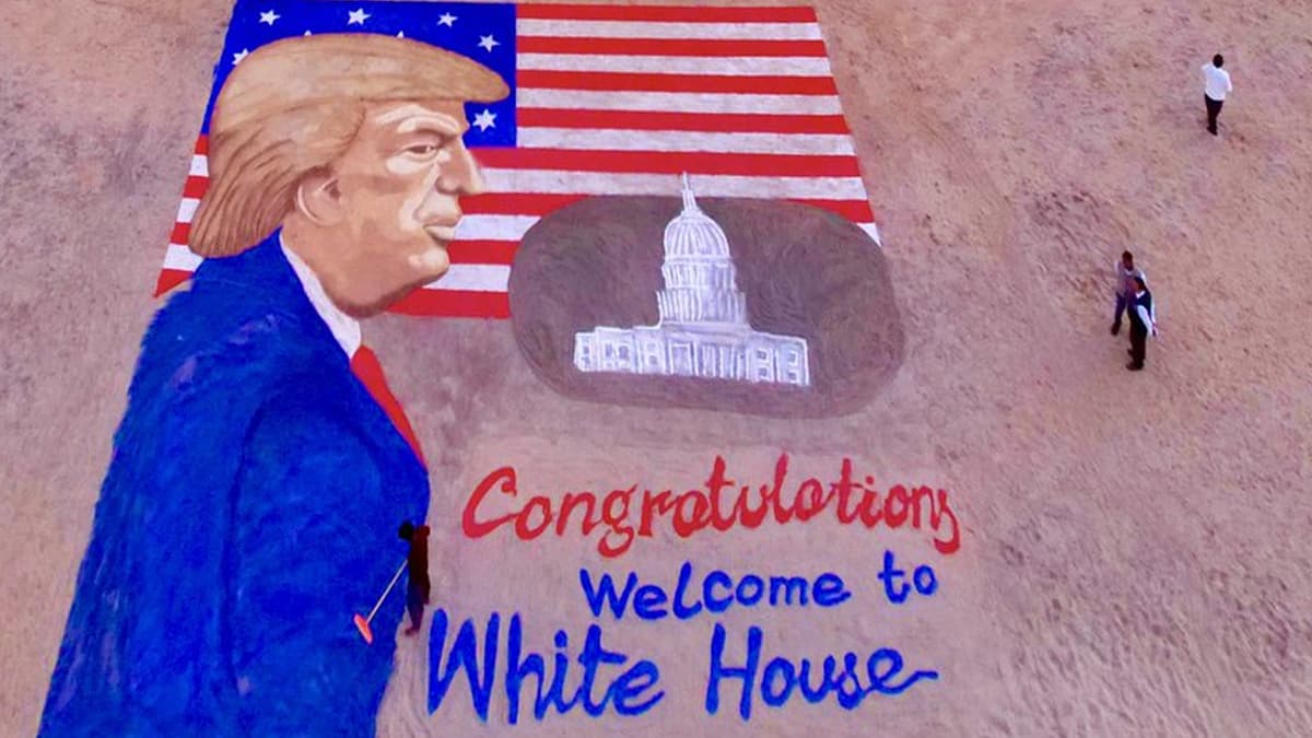 Sand Art for Donald Trump: அமெரிக்க அதிபராக பதவியேற்கும் டொனால்டு டிரம்ப்.. மணல் சிற்ப கலைஞரின் வாழ்த்து செய்தி..!