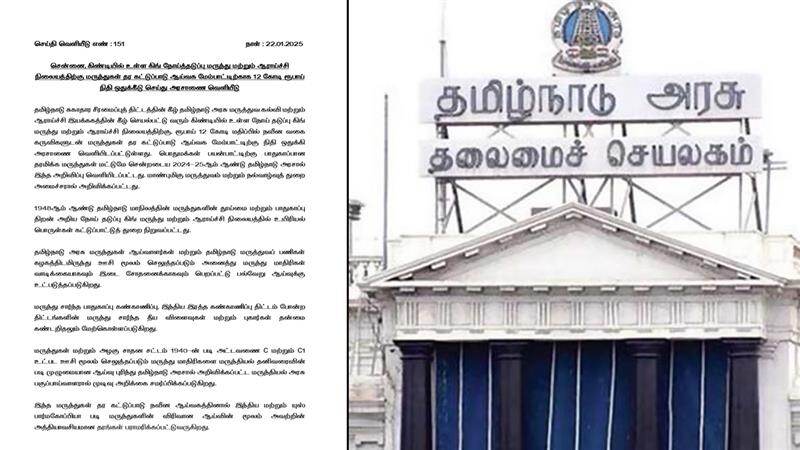 TN Govt Announcemnt: மருந்துகள்‌ தர கட்டுப்பாடு ஆய்வக மேம்பாட்டிற்காக 12 கோடி ரூபாய்‌ ஒதுக்கீடு: தமிழ்நாடு அரசு உத்தரவு.!