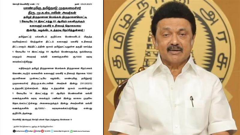 வந்தது தித்திப்பு செய்தி.. மகளிர் உரிமை தொகை.. இன்றே வரவு வைக்கப்படும் - முதல்வர் ஸ்டாலின் அதிரடி.!
