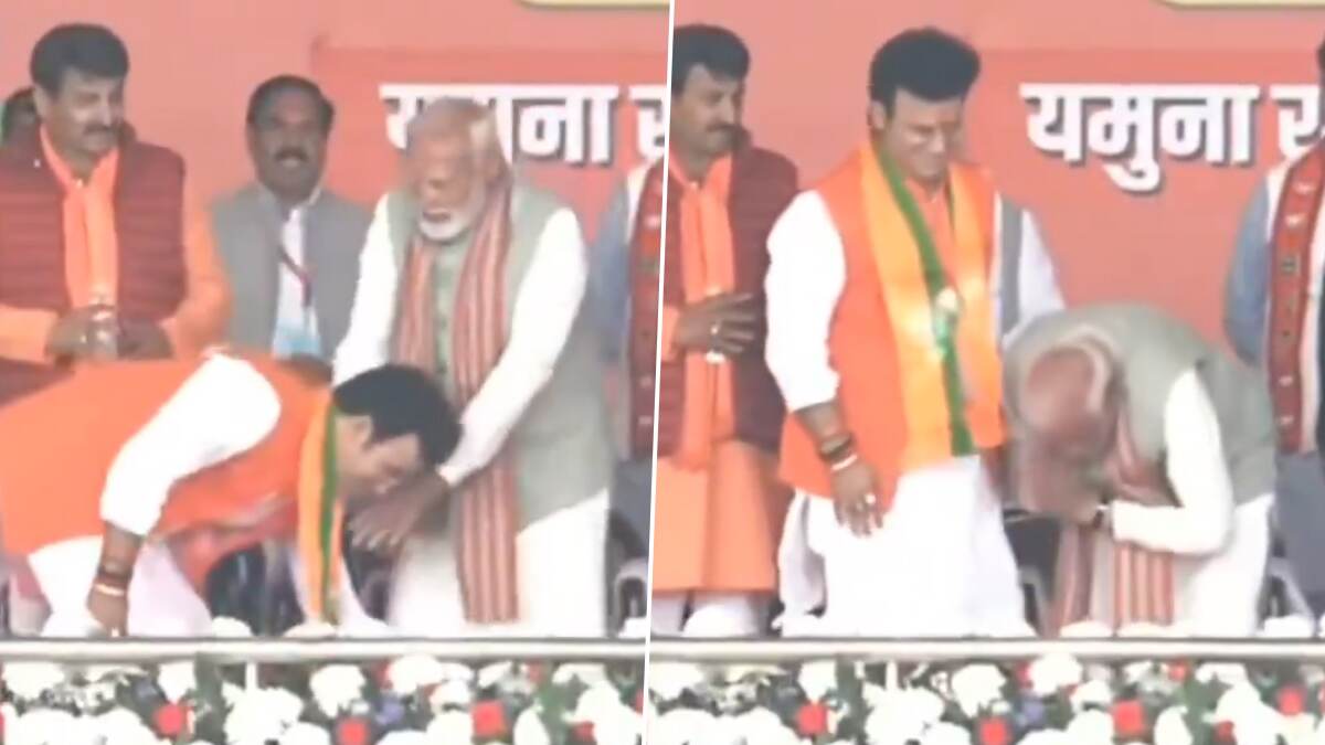 PM Modi: தன் காலில் விழுந்தவர் பாதத்தை தொட்டு வணங்கிய பிரதமர் மோடி.. வைரலாகும் வீடியோ உள்ளே..!