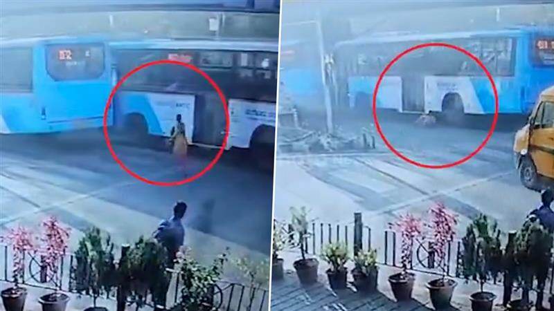 Road Accident Video: ஓடும் பேருந்தில் ஏறும் போது தவறி விழுந்து பெண் பலி.. நெஞ்சை பதைபதைக்க வைக்கும் பகீர் வீடியோ.!