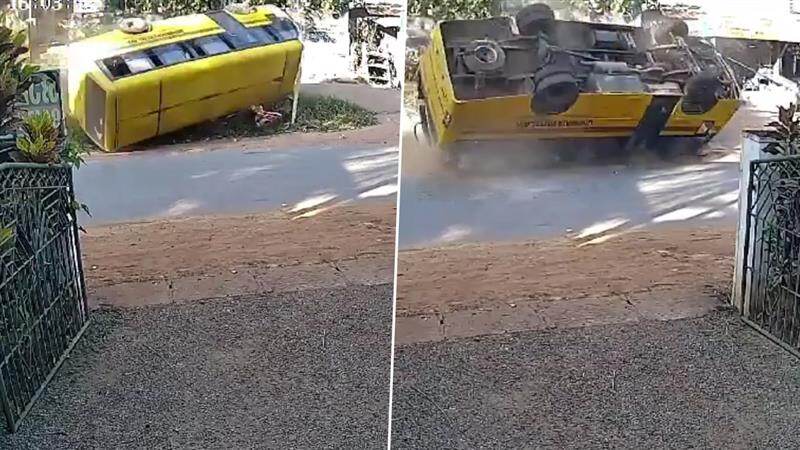 School Bus Accident: திடீரென தலைகுப்புற கவிழ்ந்த பள்ளிப் பேருந்து.. விபத்தில் பலியான குழந்தை.. 18 பேர் காயம்..!