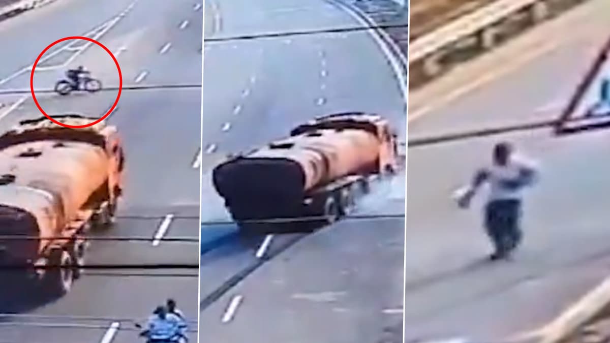 Viral Video: லாரி ஓட்டுனரின் சாதுர்ய செயலால் தப்பிய உயிர்.. நெஞ்சை பதற வைக்கும் காட்சிகள்..!