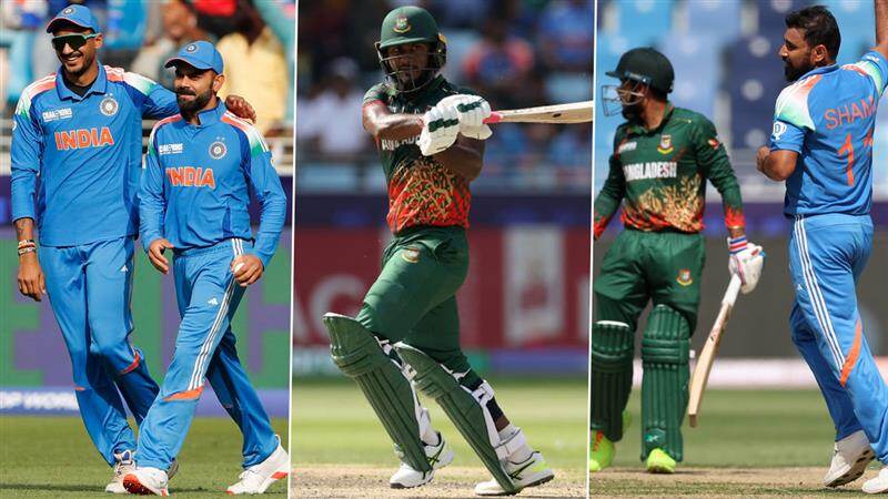 IND Vs BAN: லட்டு கேட்ச்களை கோட்டை விட்ட இந்தியா.. அதிரடியாக ரன்கள் குவித்த வங்கதேசம்.. 229 ரன்கள் இலக்கு.!