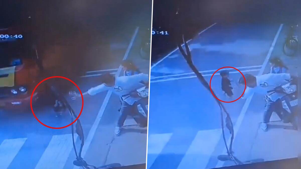 Kid Escape From Road Accident: சாலை விபத்தில் நொடியில் உயிர்தப்பிய குழந்தை.. பதறவைக்கும் வீடியோ உள்ளே..!