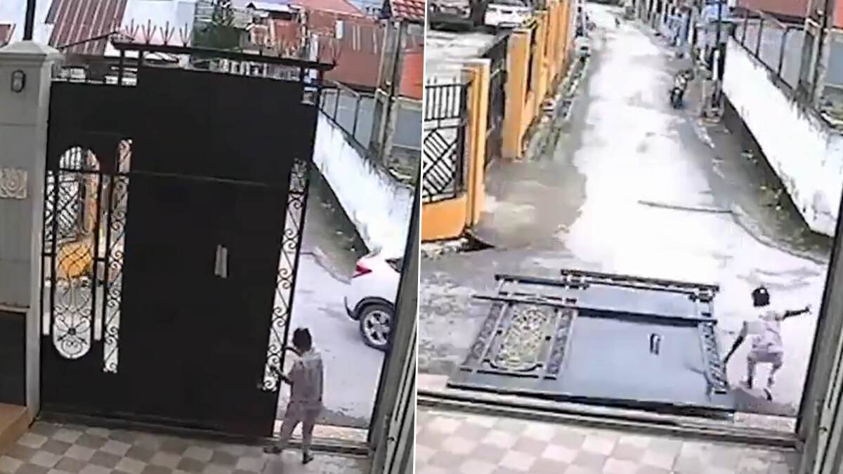 Shocking Video: ஒரேயொரு நொடிதான்.. சாய்ந்த மாபெரும் கதவு.. நூலிடையில் தப்பிய உயிர்.. நெஞ்சை பதறவைக்கும் காட்சி.!
