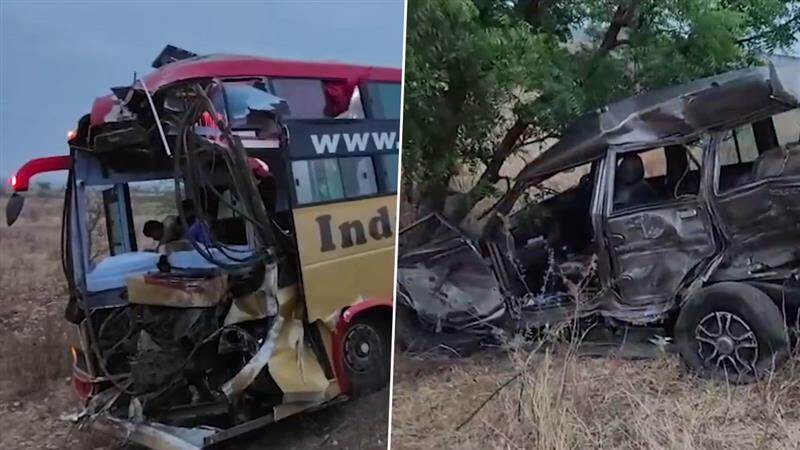 Road Accident: பேருந்து மீது கார் மோதி கோர விபத்து; 5 பேர் பலி.. 20 பேர் படுகாயம்..!