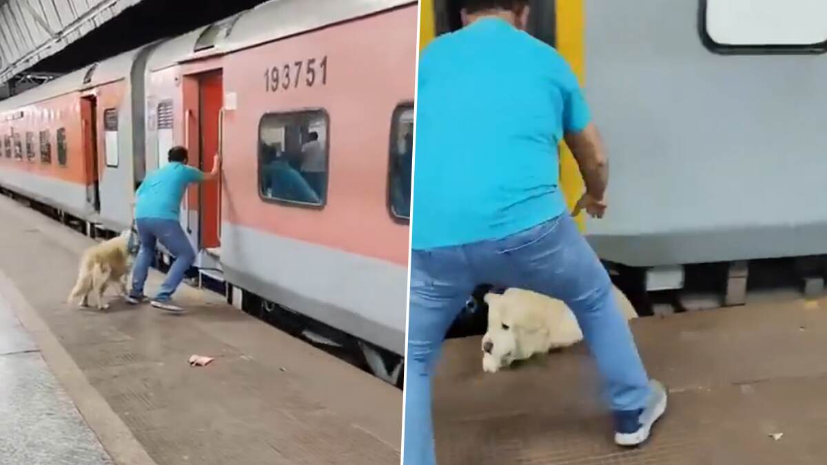 Viral Video: ஓடும் ரயிலில் ஏற முயன்ற பயணியின் வளர்ப்பு நாய்.. அதிர்ச்சியூட்டும் வீடியோ உள்ளே..!
