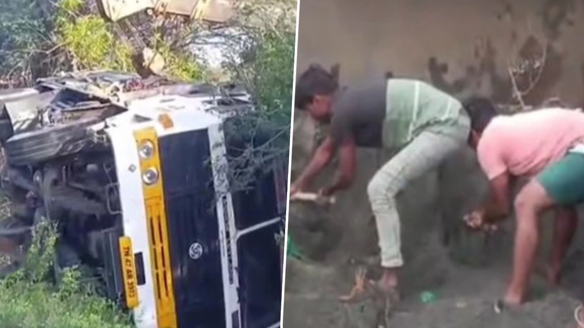 Breaking: மணல் லாரி கவிழ்ந்து கோர விபத்து.. எம்.சாண்ட்டில் சிக்கி மூச்சுத்திணறி பறிபோன 3 உயிர்கள்.!