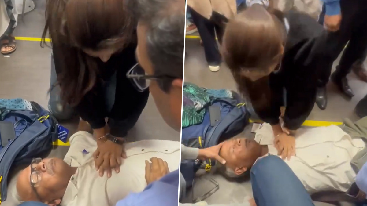 CPR Treatment For Old Man: விமான நிலையத்தில் மயங்கி விழுந்த முதியவர்; சிபிஆர் சிகிச்சை அளித்து காப்பாற்றிய பெண் மருத்துவர்.. வீடியோ வைரல்..!