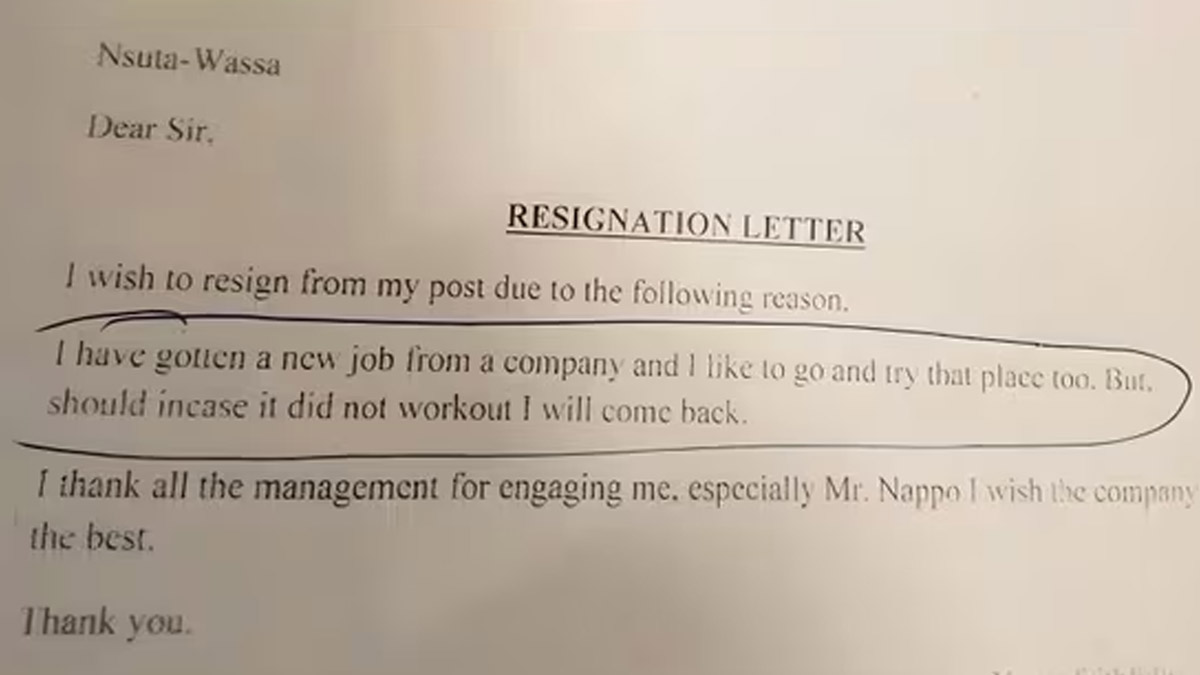 Resignation Letter: 