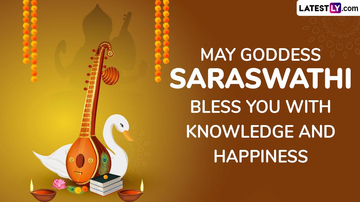 Happy Saraswati Puja Wishes 2025 (Photo Credit: Team LatestLY)